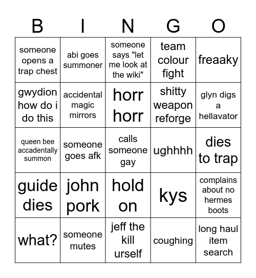 terraria bingo Card