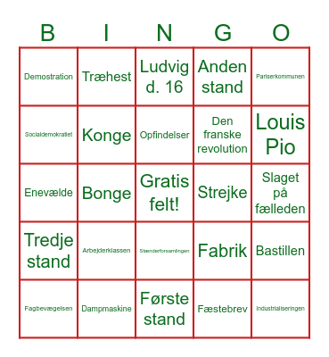 Historie bingo Card