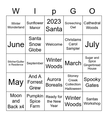 New Starts Bingo Card