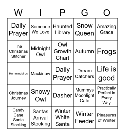 Finishes 2025 Bingo Card