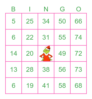 GRINCH Bingo Card