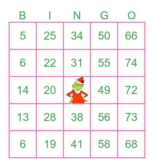 GRINCH Bingo Card