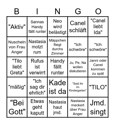 Klassen Bingo Card