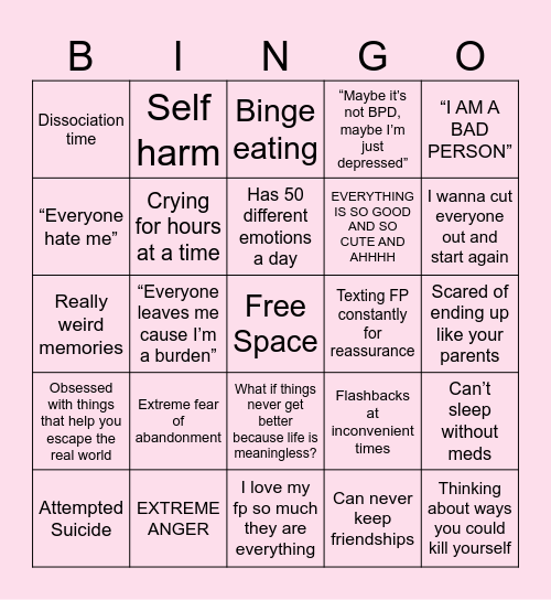 BPD BINGO Card