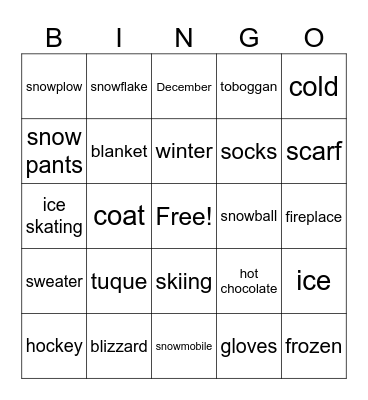 Winter Vocabulary sc Bingo Card