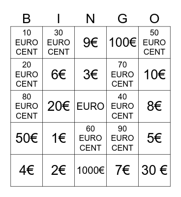 EURO Bingo Card