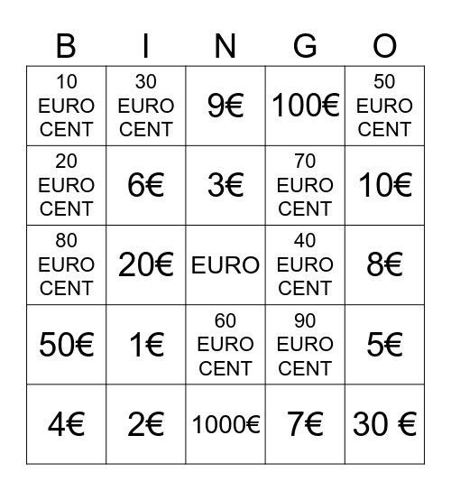 EURO Bingo Card