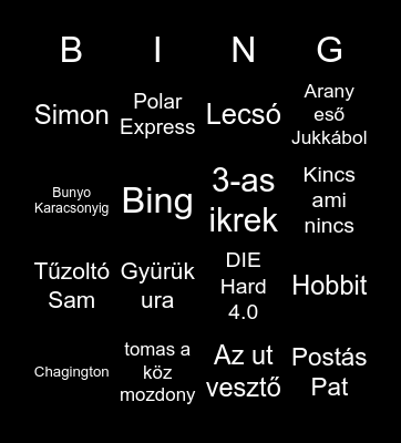 Melyik a kedvenc filmem, mesém Bingo Card