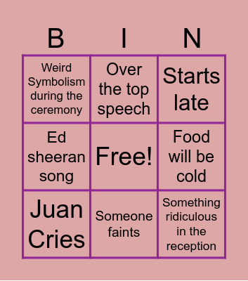 The Wedding Bingo Card