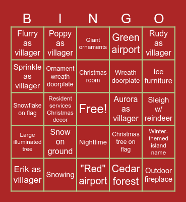 ACNH Holiday Bingo! Bingo Card