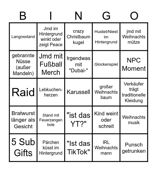 Weihnachsmarkt Bingo Card