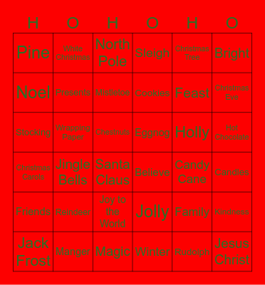 Christmas Bingo Card