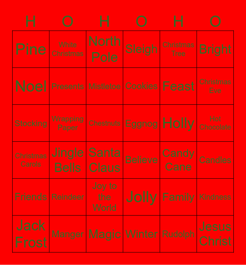 Christmas Bingo Card