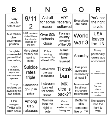 Bingor for the next 4 years Bingo Card