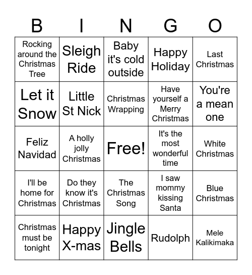 Christmas Bingo Card