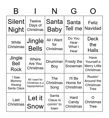 Christmas Music Bingo Card