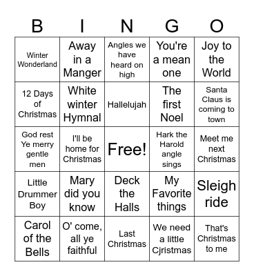 Pentatonix Bingo Card