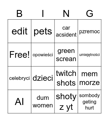 instagram reels Bingo Card
