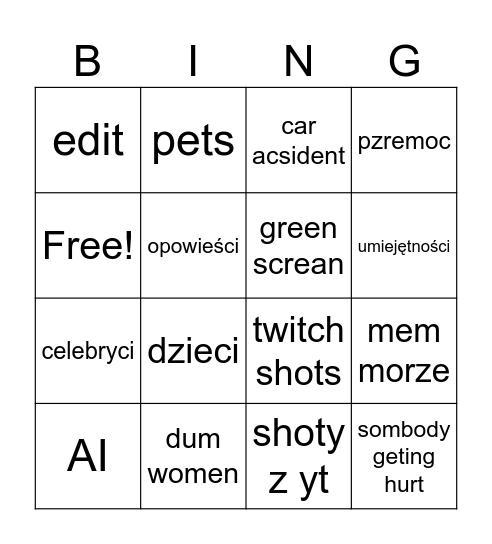 instagram reels Bingo Card