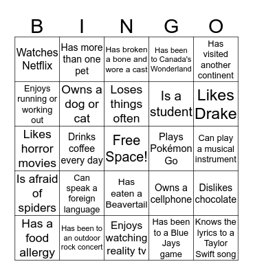 FIND SOMEONE WHO... Bingo Card
