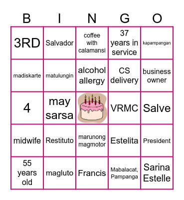 KNOW HER MORE: WILMA @ 55 Bingo Card