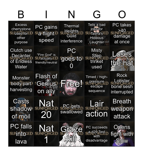 Sunforged Episode 52: Hot Potato Bingo Card