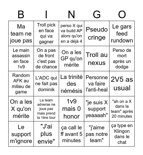 ARAM Bingo Card