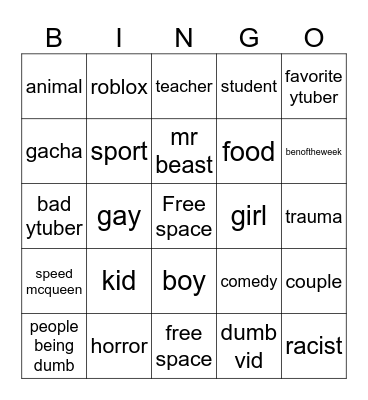 yt bingo Card