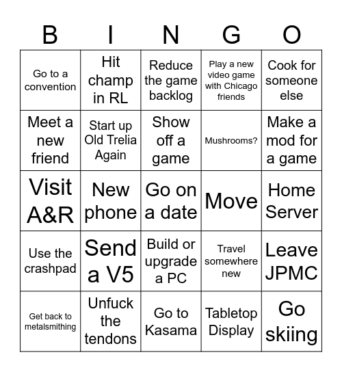 2025 Bingo Card