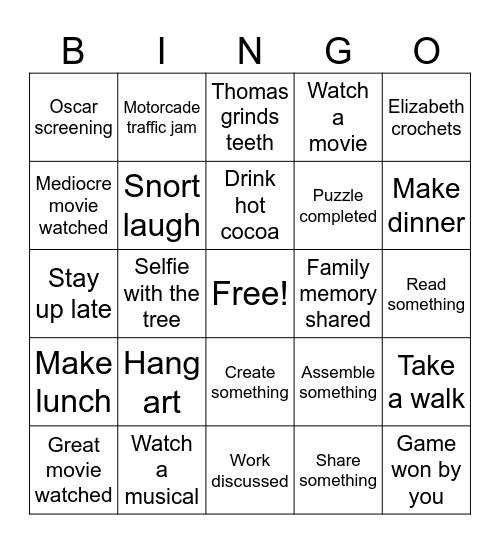 Christmas 2024 Bingo Card