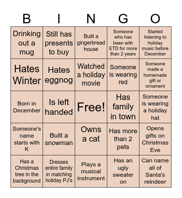 HOLIDAY BINGO Card