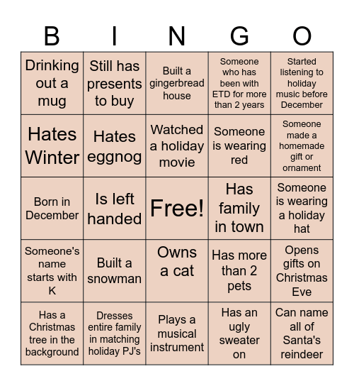 HOLIDAY BINGO Card