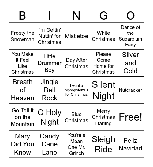 Christmas Bingo Card