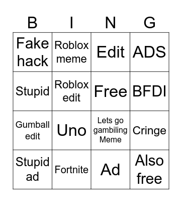 YouTube Bingo Card