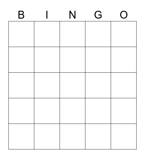 shorts bingo Card