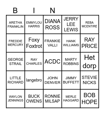 MUSIC! MUSIC! MUSIC! Bingo Card