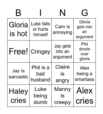 Modern family Bingo Card