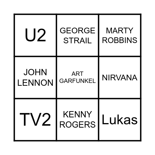 MUSIC! MUSIC! MUSIC! Bingo Card