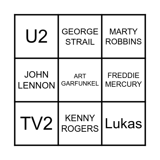 MUSIC! MUSIC! MUSIC! Bingo Card