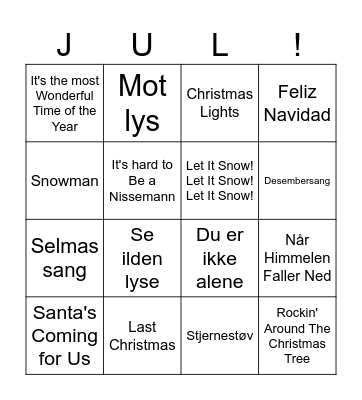 Julemusikk! Bingo Card