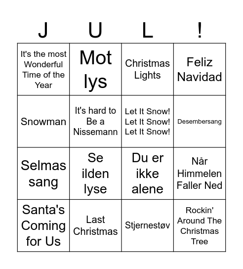 Julemusikk! Bingo Card