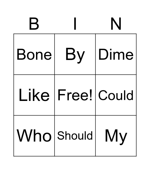 UFLI Bingo Card