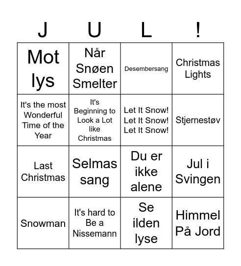 Julemusikk! Bingo Card