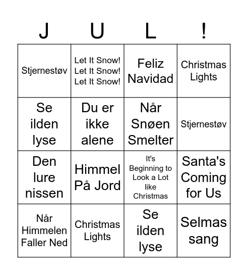 Julemusikk! Bingo Card