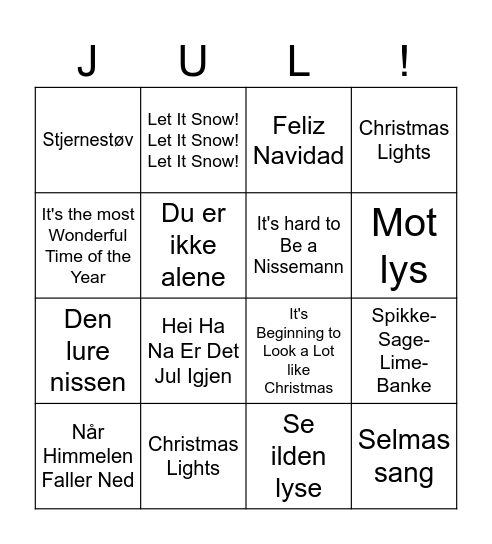 Julemusikk! Bingo Card