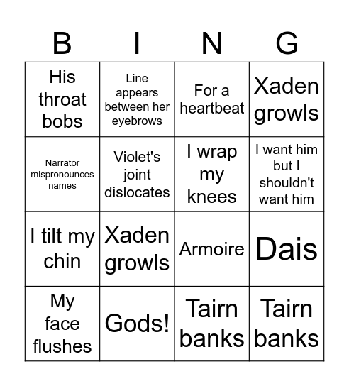 Fourth Wing Bingo Card