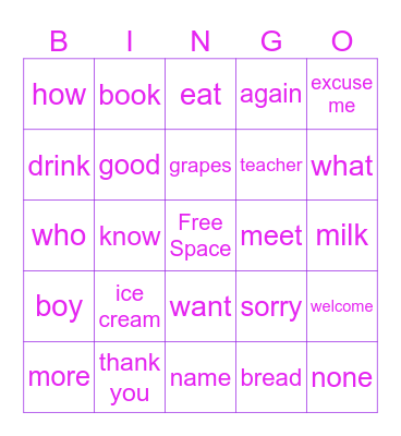 ASL Bingo Card