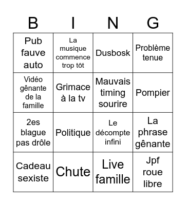 Miss france Bingo Card