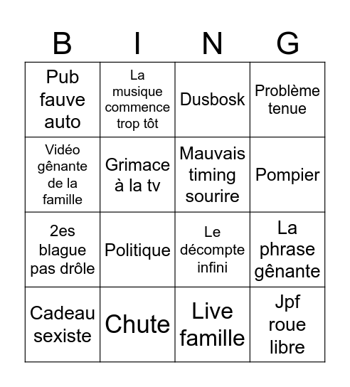 Miss france Bingo Card