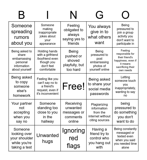 Help I Need to Set Boundaries! Bingo Card